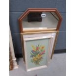 Quantity of paintings, one inscribed ''Beatrice Squires'' plus a mirror