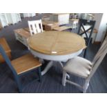 Ashbourne Grey Painted Round Pedestal Extending Dining Table (76)