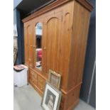 5312 Large pine three drawer wardrobe with seven drawers under