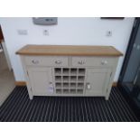 Chester Grey Painted Oak 2 Door Large Sideboard With Wine Rack (32a)