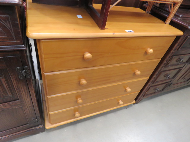 Pine four drawer chest of drawers
