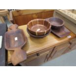 Selection of turned wooden bowls and trays