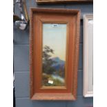 Framed and glazed oil of mountain side