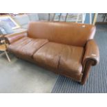 Light brown 3 seater leather sofa