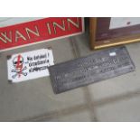 Two signs, one enameled and one cast metal entitled ''The Hobdell engineering Co.''
