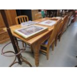 5572 - A pine kitchen table with four pine matching chairs