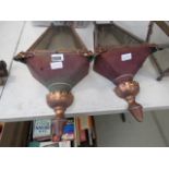 Pair of copper and metal wall lights