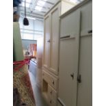 5475 White painted kitchen cupboard of 2 doors over 3 drawers