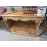 5597 Stripped pine tv stand of single drawer