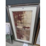 Large framed and glazed print of military statues