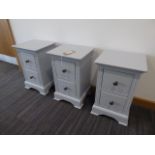 3 Banbury Grey Painted Small Bedside Tables (6,7,42)