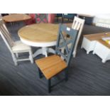 2 Hampshire Blue Painted Oak Cross Back Chairs (75)