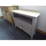 Malvern Shaker Grey Painted Oak Corner TV Unit (64)