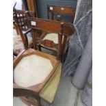 4 dining chairs with dark wood frames and cream draylon upholstery *Sold subject to our soft