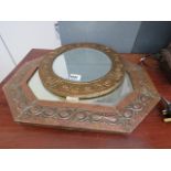 Two copper and brass surround mirrors