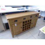 Rustic Oak 2 Door Large Sideboard With Wine Rack (17a)