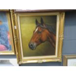 Oil on canvas painting of a horses head