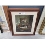 Two assorted prints, one of the Haywain and the other a still life of musical instruments and