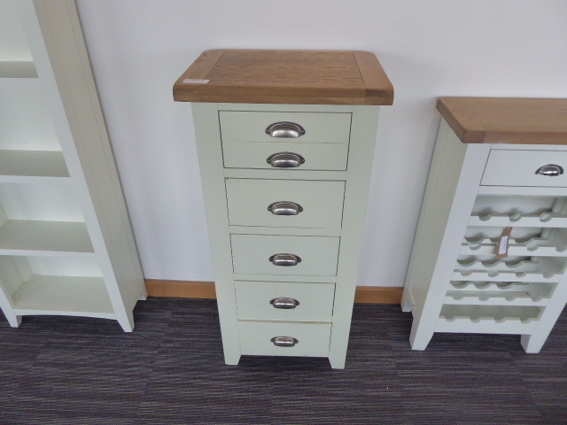 Hampshire Ivory Painted Oak 5 Drawer Tallboy (71)