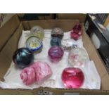 Box of assorted paperweights