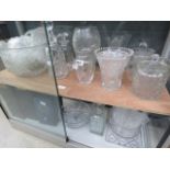 Two trays of cut glass, to include: decanters, vases, bowls, punchbowls and trays