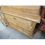 A large pine blanket box