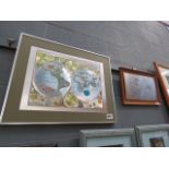 5099 - 2 framed maps of the world