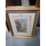 A pair of framed and glazed prints, Jamaica Inn smuggling scene, plus a cityscape with Tudor
