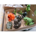 A box containing a quantity of frogs