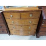 19th century mahogany 2 bow fronted 2 over 3 chest of drawers