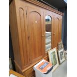 5293 - Large pine triple wardrobe with drawers under