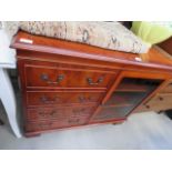 A reproduction yew entertainment/hi-fi cabinet