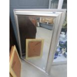 Silver framed rectangular mirror
