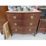 19th century bow fronted mahogany chest of drawers of 2 over 2