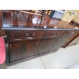 Reproduction mahogany sideboard, 3 drawers and 3 doors under