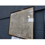 A framed and glazed map of southern England