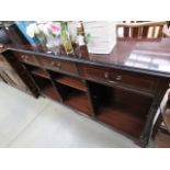 Reproduction mahogany sideboard with shelves under