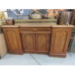 Large dark wood teak sideboard of 4 doors over single drawer