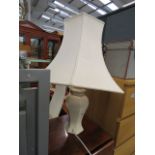 5267 - A cream glazed pottery table lamp with shade