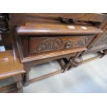 An oak Old Charm side table with single drawer