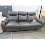 3 seater grey leather sofa (recliner)