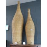 2 wicker vase shaped standard lamps