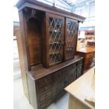 Oak dresser with glazed and leaded doors