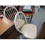 Pair of cream painted stickback dining chairs