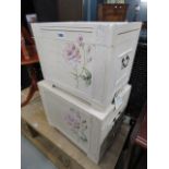 2 modern storage boxes with peony decoration