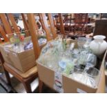 Two boxes containing general glassware, pottery and coffee cups