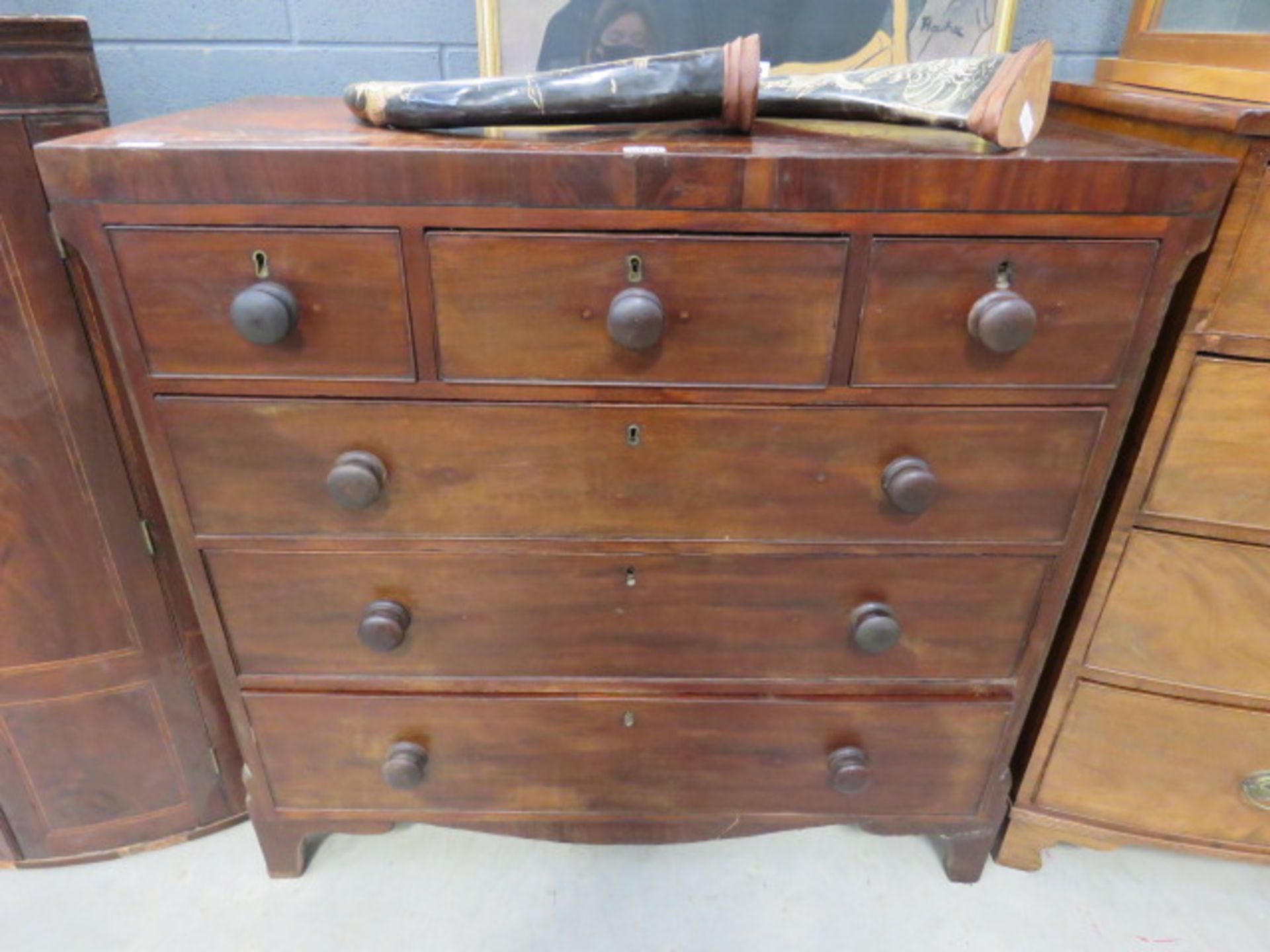 Mahogany 3 over 3 chest of drawers