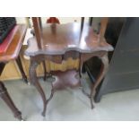 Dark wood occasional table with shelf under