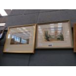 2 framed and glazed watercolours, plus country house