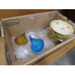 A box containing a quantity of Limoges crockery, plus moulded glass dishes